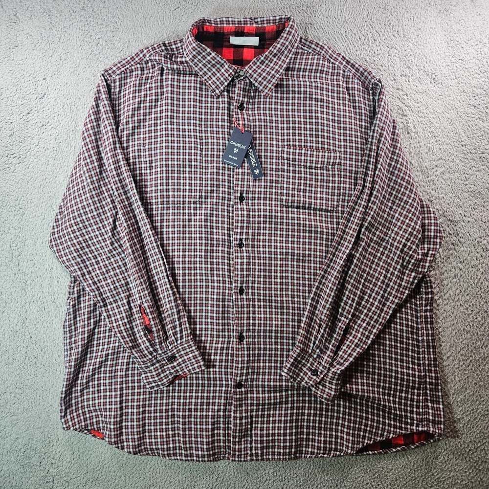 NWT Cremieux Reversible Shirt Men 3XB Button Up Long Sleeve Red Black Plaid